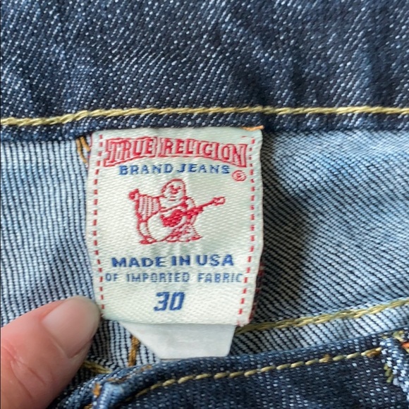 True Religion Indigo Boot Cut Jeans with Yellow Stitching - Picture 5 of 9